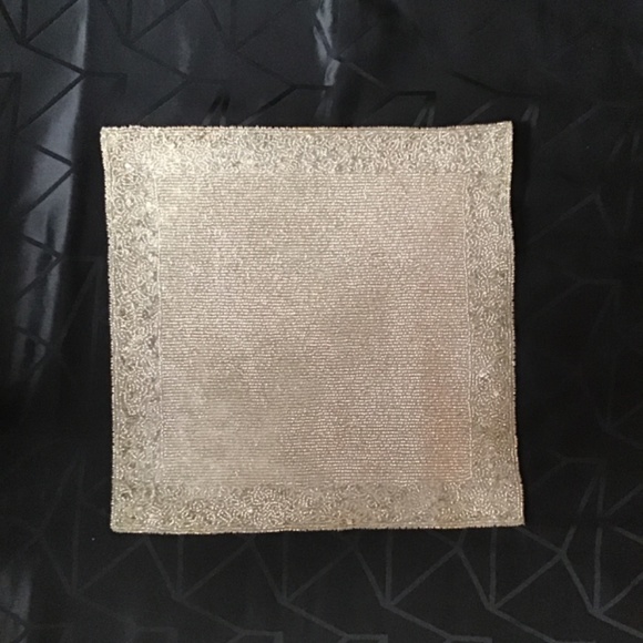 Home 15 inch square Beaded and Sequined Chargers, set of 2 - Picture 3 of 11